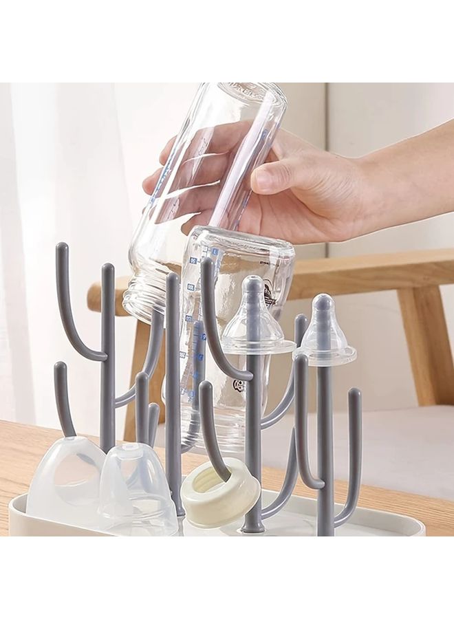 White Drying Rack Adjustable Vertical Bottle Cup Organizer Space Saving Storage - Image 1